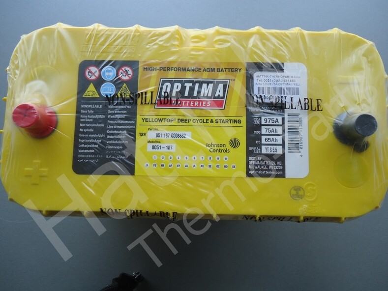 Accu 12Volt 75A YTS5.5 compatible with OPTIMA® YELLOW Top  Vector1800/1850/1950